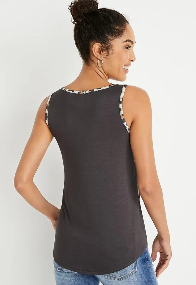 247 Gray Leopard Striped Tank Top Women Maurices Tops