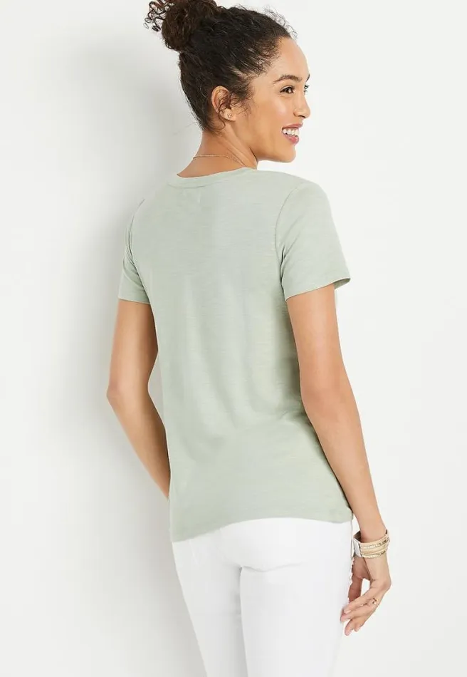 247 Light Green Front Knot Short Sleeve Top Women Maurices Tops