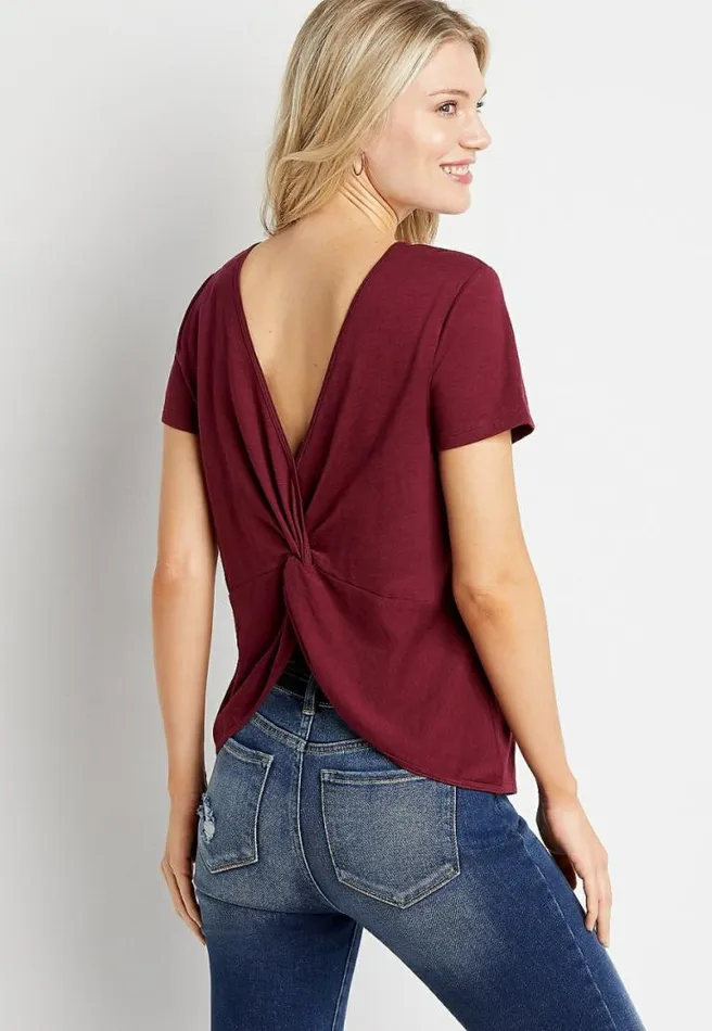 247 Solid Knot Back Tee Women Maurices Tops