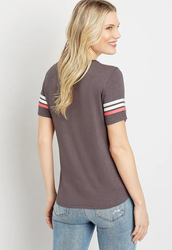 247 Solid Lace Up Neck Tee Women Maurices Tops