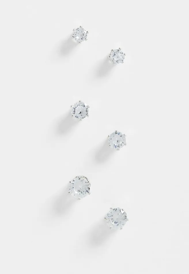 3 Pack Silver Stud Earring Set Women Maurices Jewelry