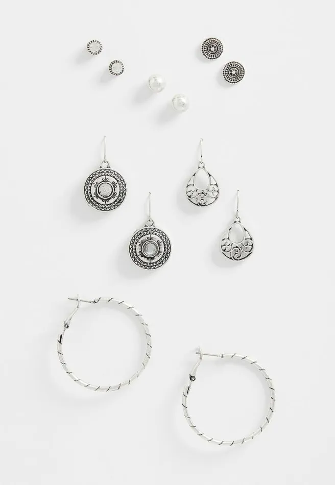 6 Pack Silver Mix Earring Set Women Maurices Jewelry