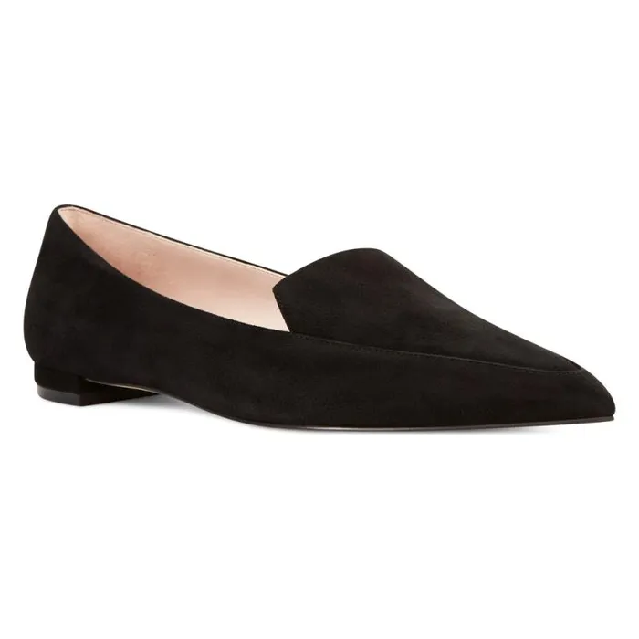 Abay Smoking Flats Black Suede Women Nine West Flats Abay Smoking Flats Black Suede Women Nine West Flats