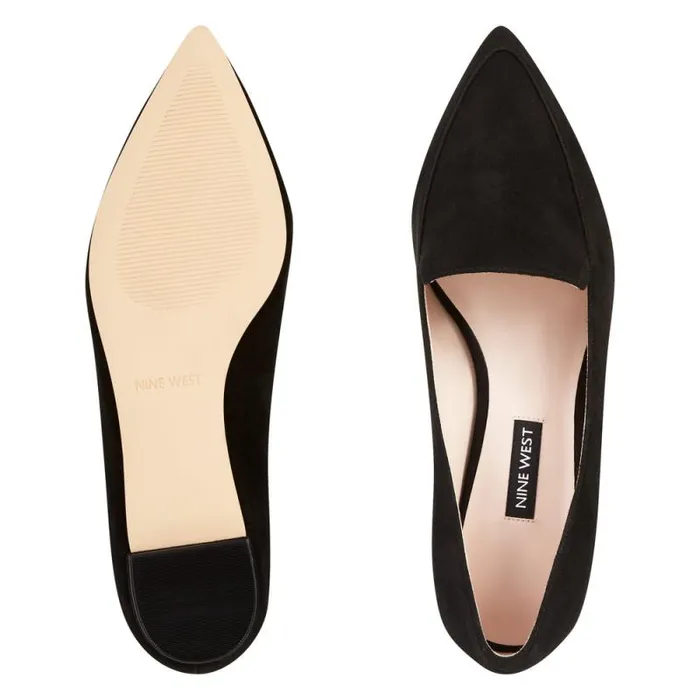 Abay Smoking Flats Black Suede Women Nine West Flats Abay Smoking Flats Black Suede Women Nine West Flats