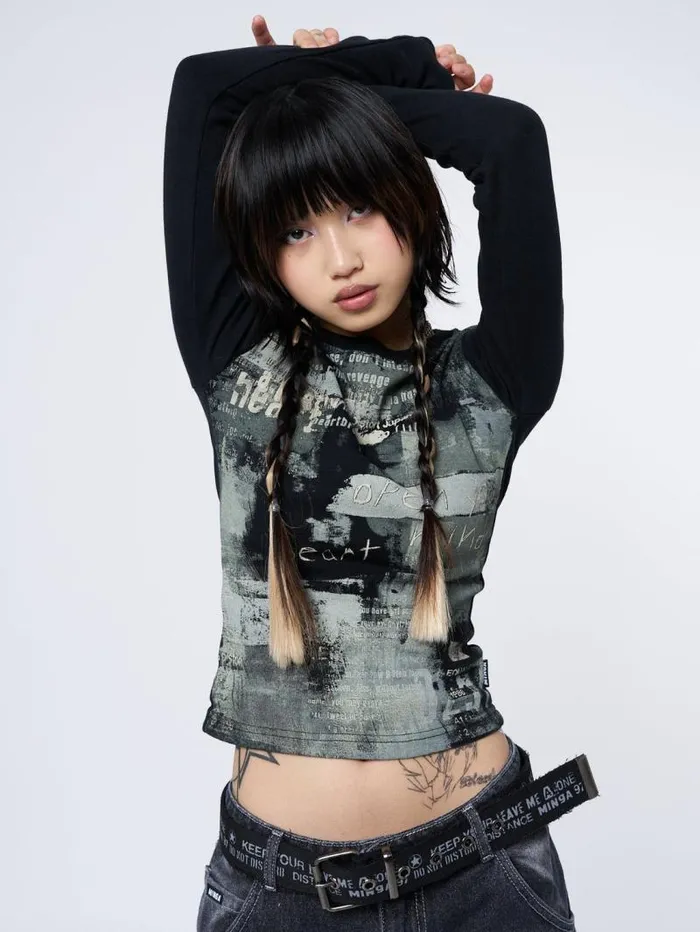 Abstrakt Black Green Graphic Top Women Minga London Tops and TShirts