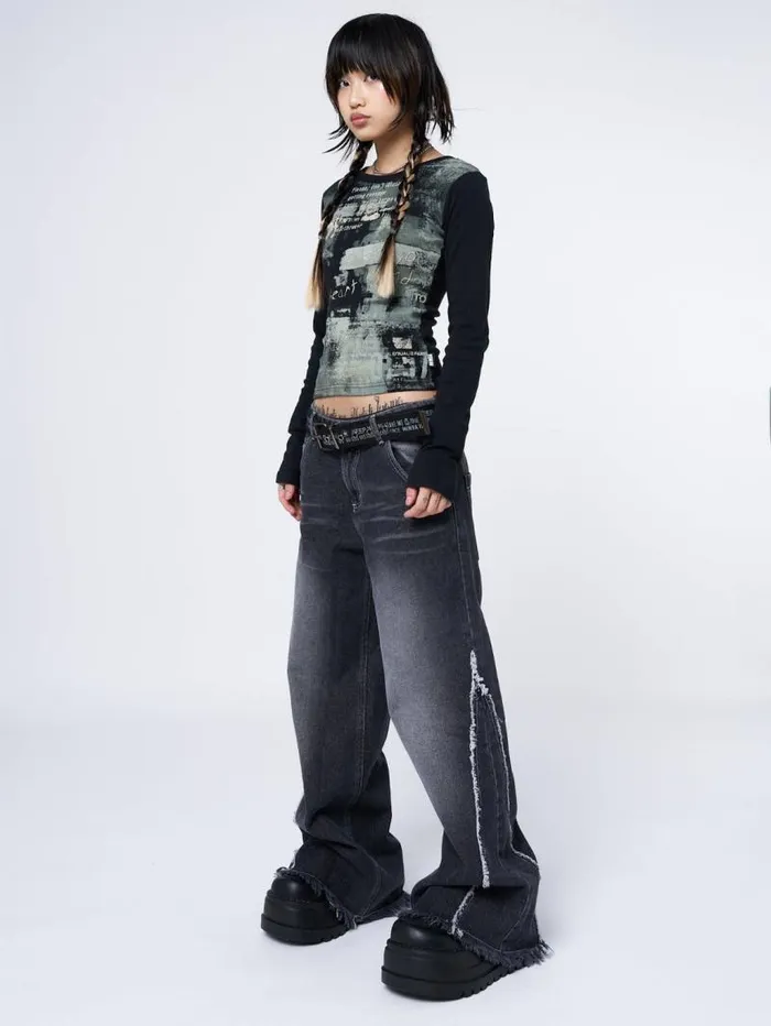 Abstrakt Black Green Graphic Top Women Minga London Tops and TShirts