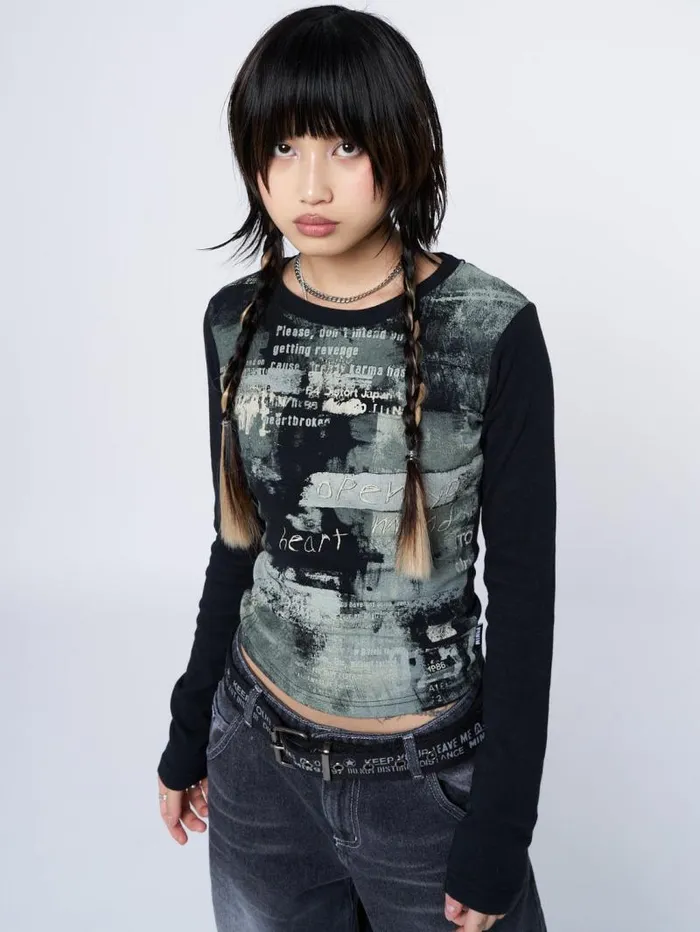 Abstrakt Black Green Graphic Top Women Minga London Tops and TShirts