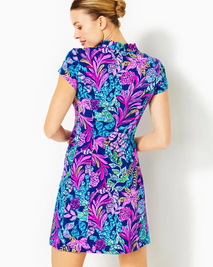 Activewear Women Lilly Pulitzer UPF 50 Luxletic Caicos Dress Aegean Navy Calypso Coast