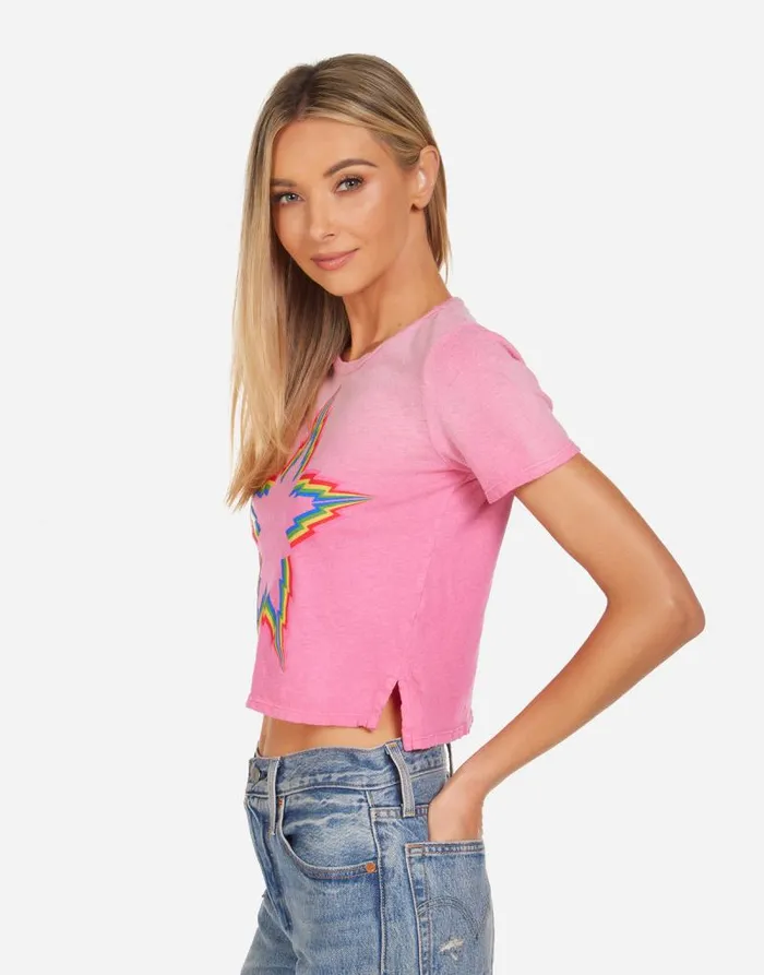 Adeline Rainbow Lightning Star Bright Pink Ombre Women Lauren Moshi Short Sleeve