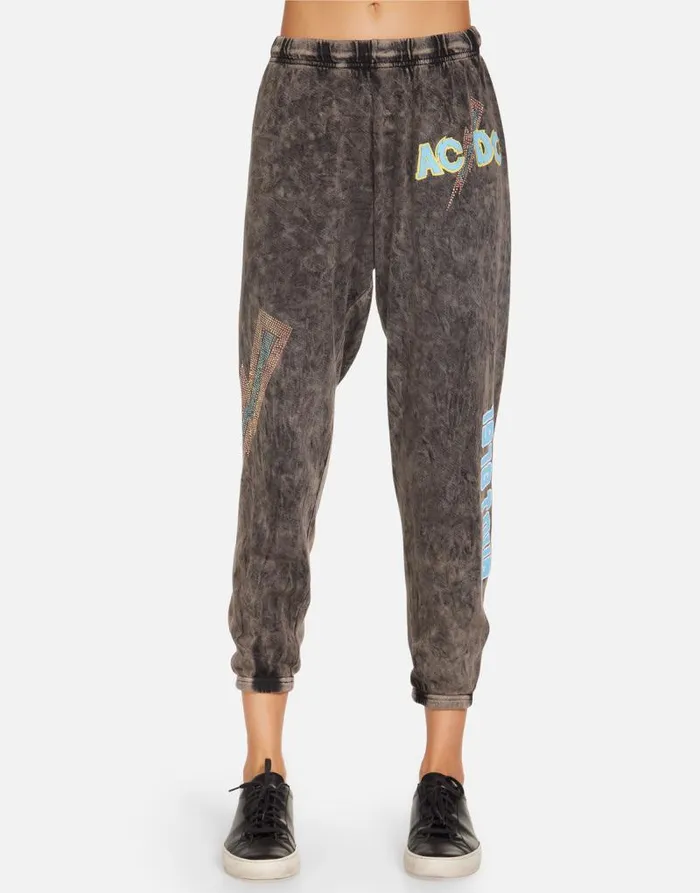 Alana ACDC 1978 Tour Black Mineral Women Lauren Moshi Crop Sweatpants
