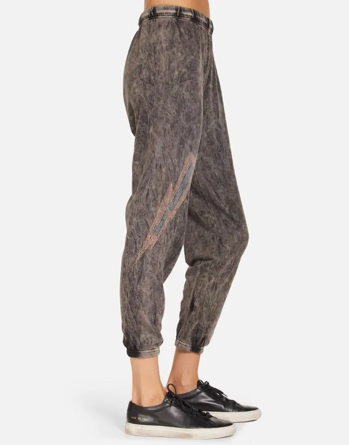 Alana ACDC 1978 Tour Black Mineral Women Lauren Moshi Crop Sweatpants