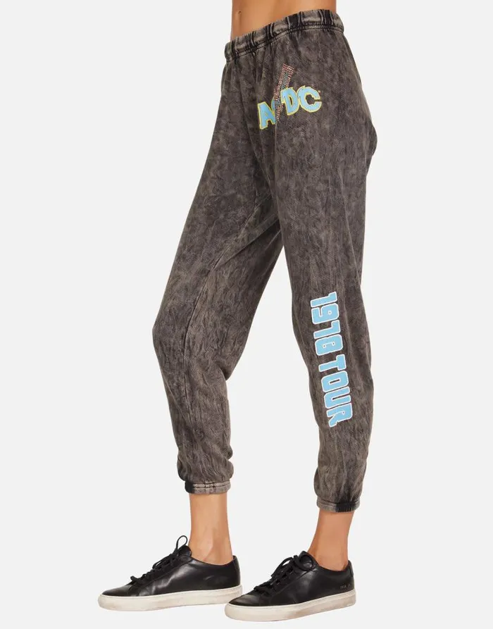 Alana ACDC 1978 Tour Black Mineral Women Lauren Moshi Crop Sweatpants
