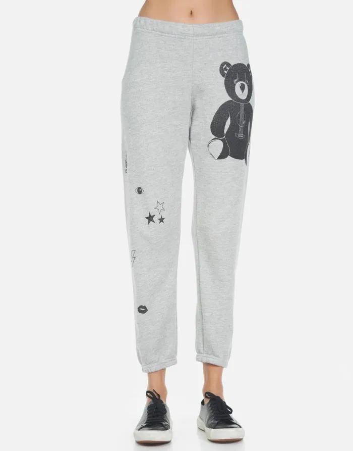 Alana Guitar Bear Heather Grey Women Lauren Moshi Crop Sweatpants