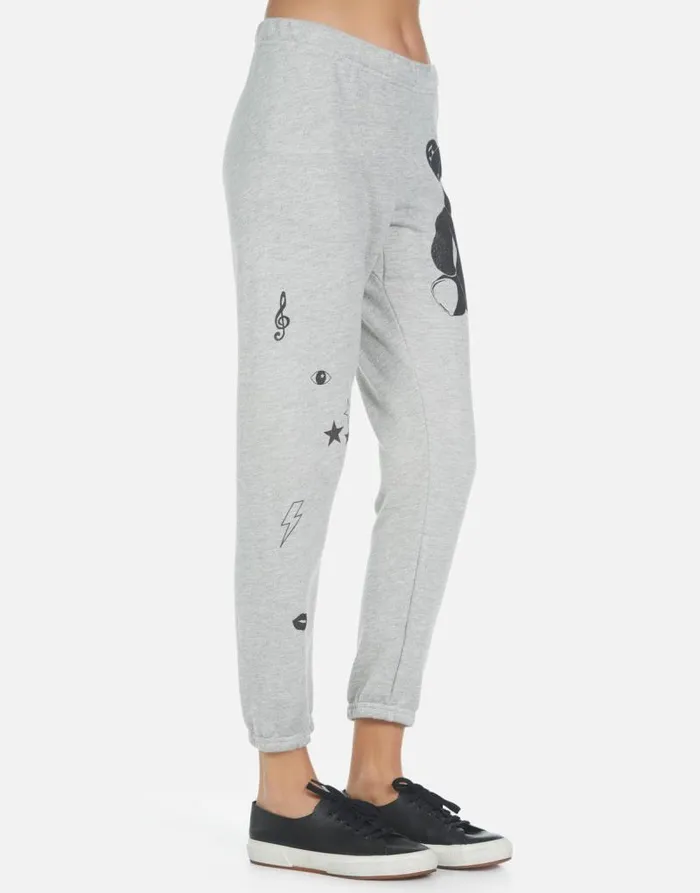 Alana Guitar Bear Heather Grey Women Lauren Moshi Crop Sweatpants