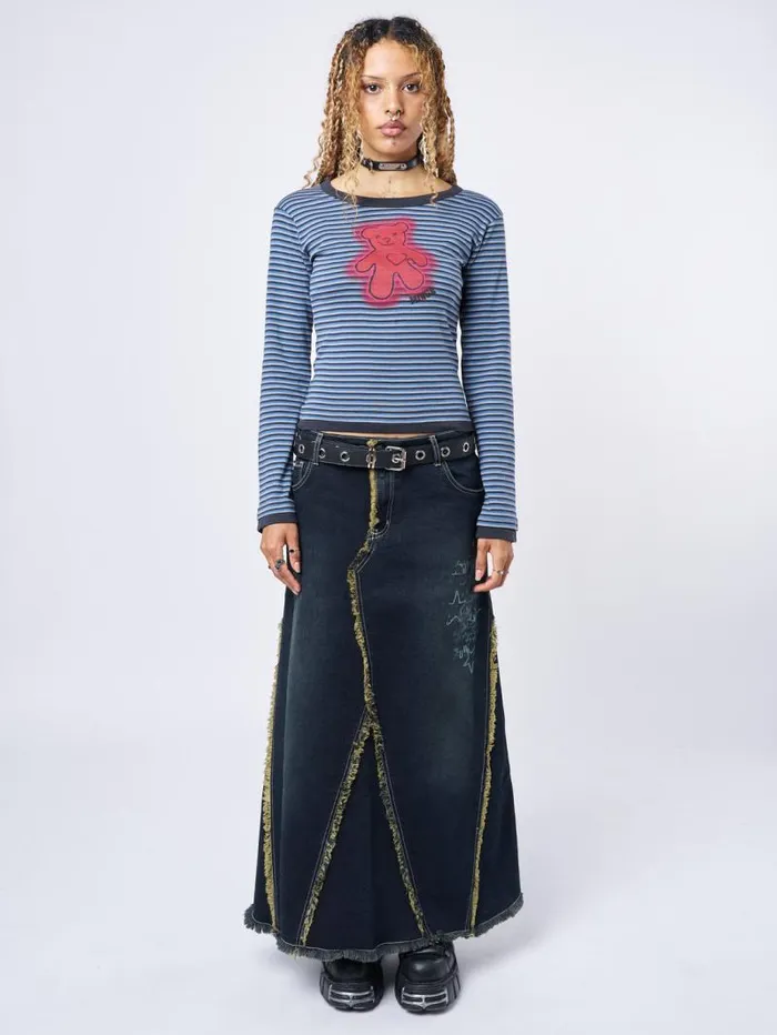 Alexis Lined Denim Maxi Skirt Women Minga London Bottoms