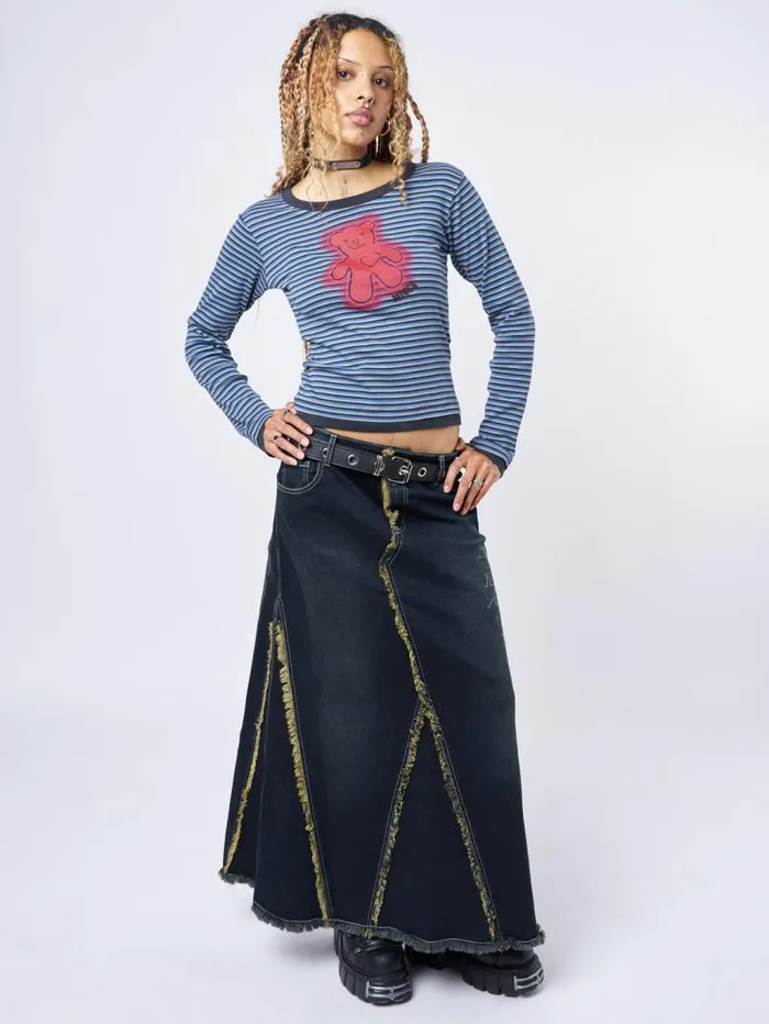 Alexis Lined Denim Maxi Skirt Women Minga London Bottoms
