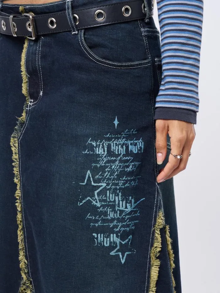 Alexis Lined Denim Maxi Skirt Women Minga London Bottoms