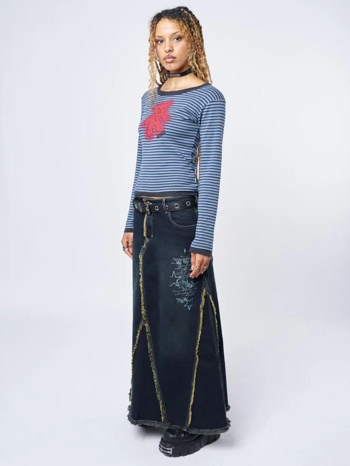 Alexis Lined Denim Maxi Skirt Women Minga London Bottoms