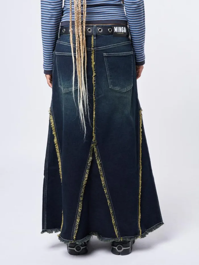 Alexis Lined Denim Maxi Skirt Women Minga London Bottoms