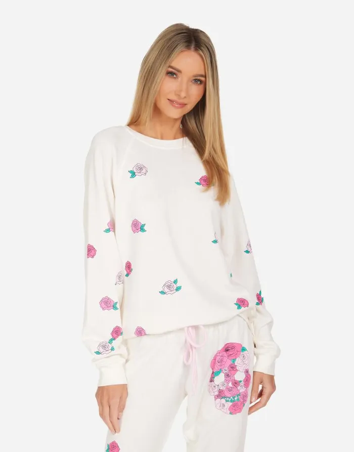 Anela Pink Rose Skull Milk Women Lauren Moshi Long Sleeve