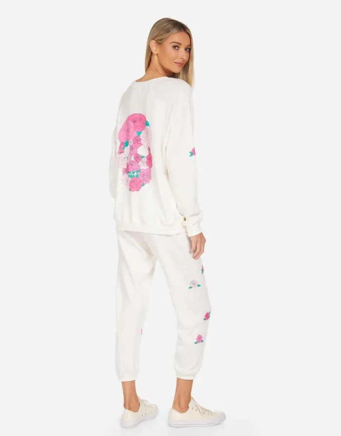 Anela Pink Rose Skull Milk Women Lauren Moshi Long Sleeve