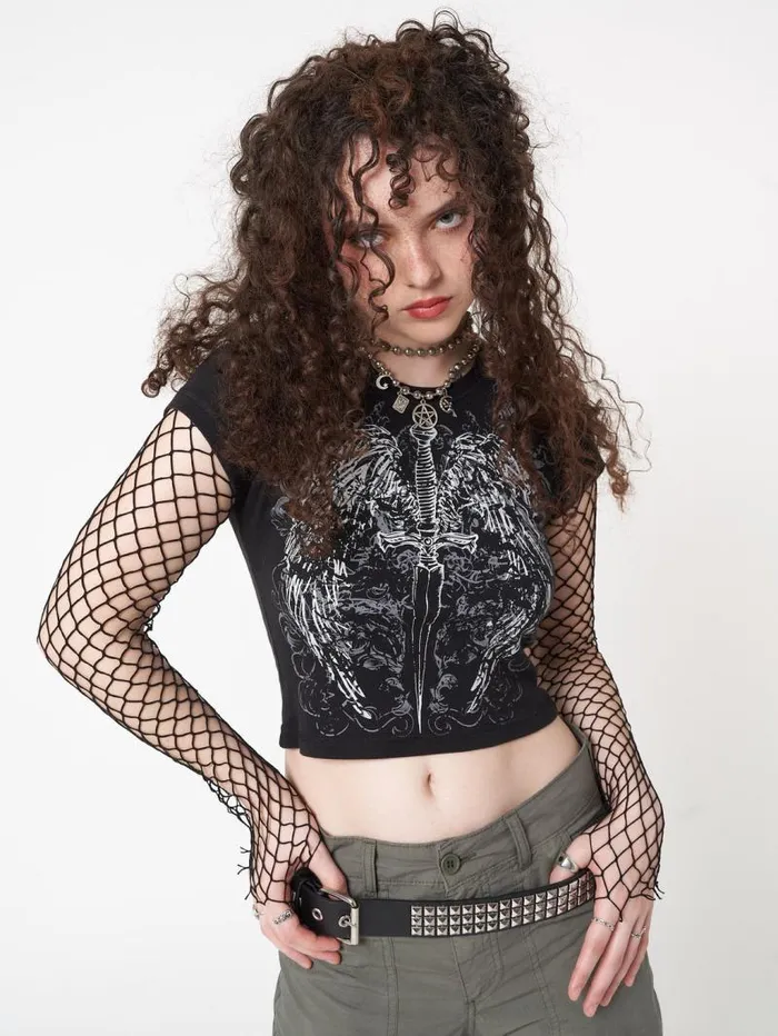 Angel Wings Black Baby Tee Women Minga London Tops and TShirts
