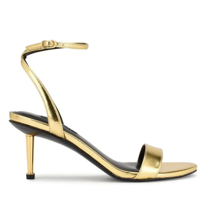 Anny Ankle Strap Heeled Sandals Gold Women Nine West Heels