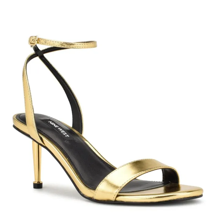 Anny Ankle Strap Heeled Sandals Gold Women Nine West Heels Anny Ankle Strap Heeled Sandals Gold Women Nine West Heels