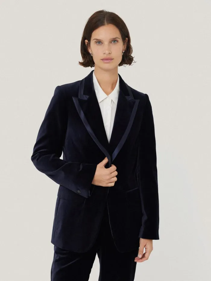 Ashby Velvet Blazer Navy Women Jigsaw Party