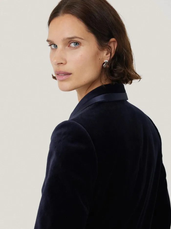 Ashby Velvet Blazer Navy Women Jigsaw Party