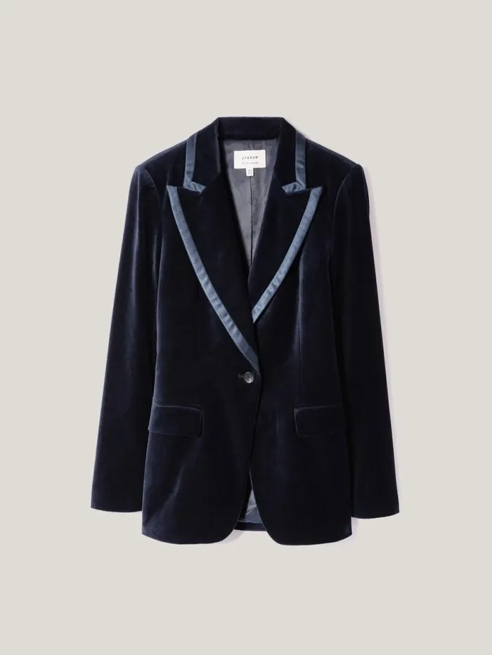 Ashby Velvet Blazer Navy Women Jigsaw Party