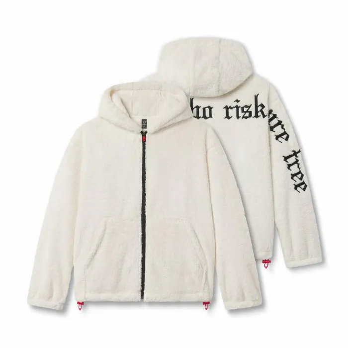ASRV Hoodies and Sweatshirts Men Sherpa Recovery Full Zip Hoodie Ivory Creamblack