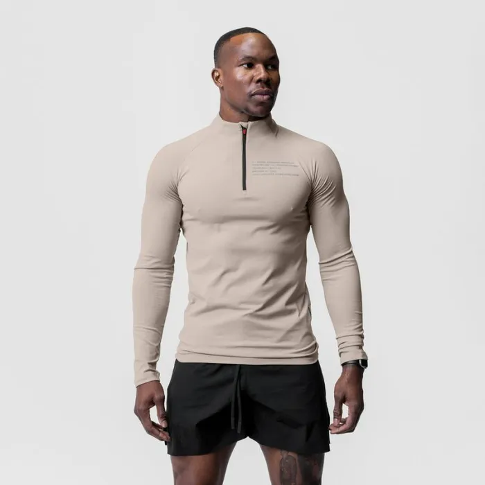 ASRV Long Sleeves Men Core Fitted Quarter Zip Chai