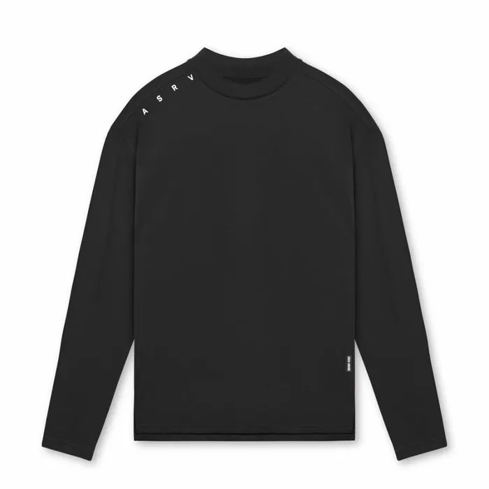 ASRV Long Sleeves Men Core Mock Neck Long Sleeve Black