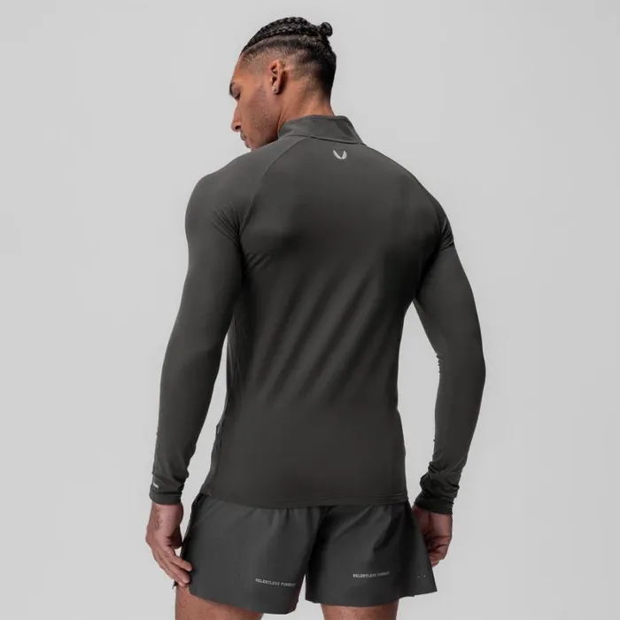 ASRV Long Sleeves Men Thermal Training Quarter Zip Space Grey 034cyber034