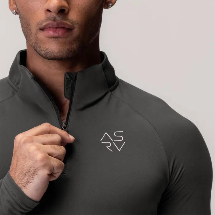ASRV Long Sleeves Men Thermal Training Quarter Zip Space Grey 034cyber034