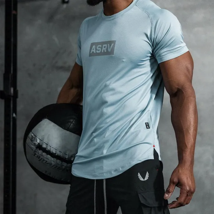 ASRV Short Sleeves Men AeroSilver Established Tee Light Sky