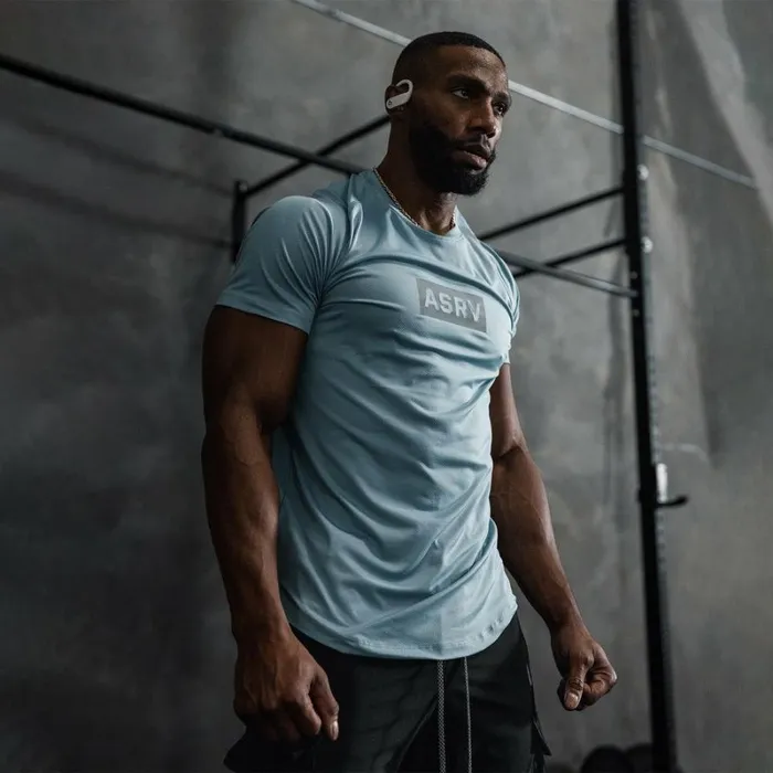 ASRV Short Sleeves Men AeroSilver Established Tee Light Sky