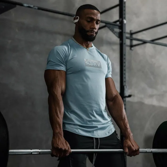 ASRV Short Sleeves Men AeroSilver Established Tee Light Sky