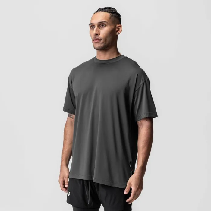 ASRV Short Sleeves Men AeroSilver Oversized Tee Space Grey