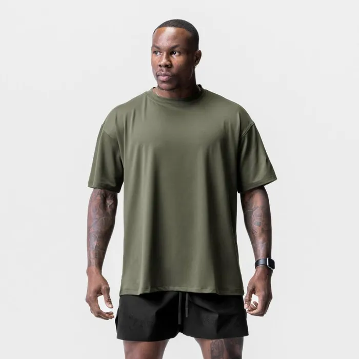 ASRV Short Sleeves Men Core Mesh Oversized Tee Olive