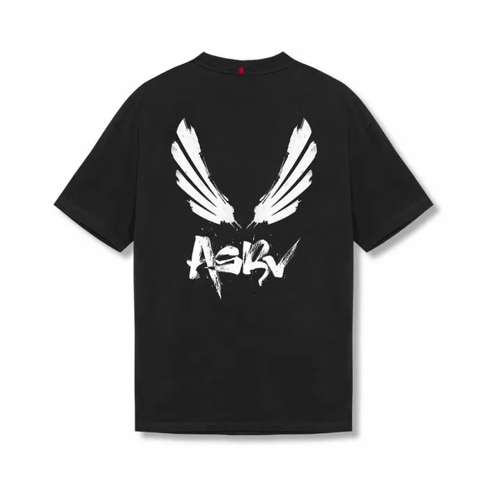 ASRV Short Sleeves Men Tech Essential Relaxed Tee Black 034brush Wingsasrv034