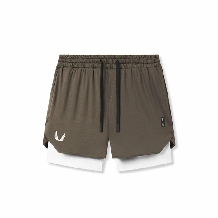 ASRV Shorts Men AeroSilver 5034 Liner Short Deep Taupe 034wings034white