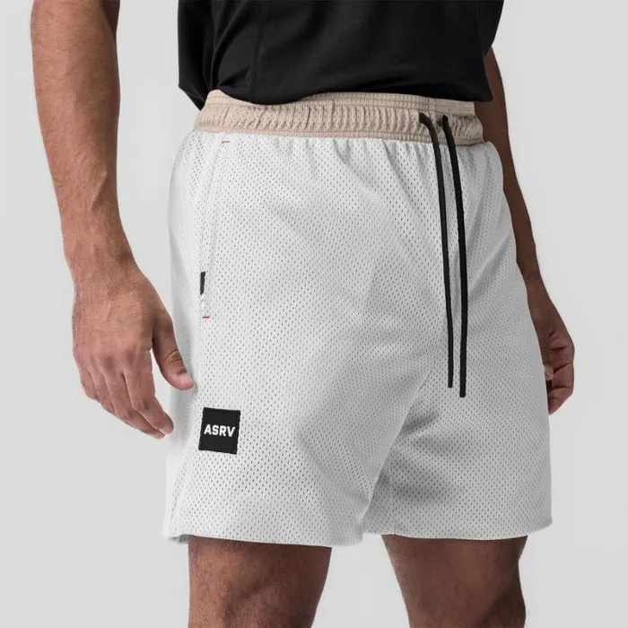 ASRV Shorts Men SilverPlus Mesh Reversible Short Beigewhite