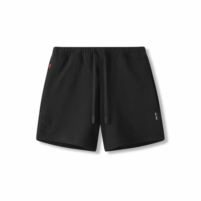 ASRV Shorts Men Waffle Knit Sweat Short Black