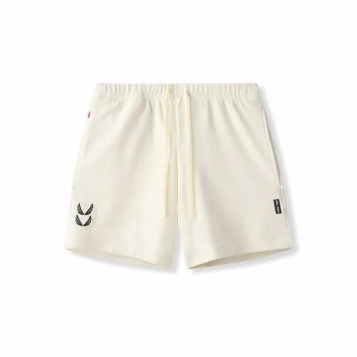 ASRV Shorts Men Waffle Knit Sweat Short Cream