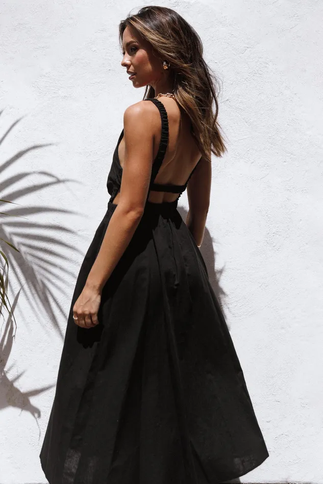 Aubrey Cutout Midi Dress 8211 Black Black Women Dresses petalandpup