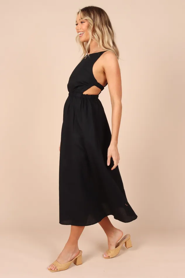 Aubrey Cutout Midi Dress 8211 Black Black Women Dresses petalandpup