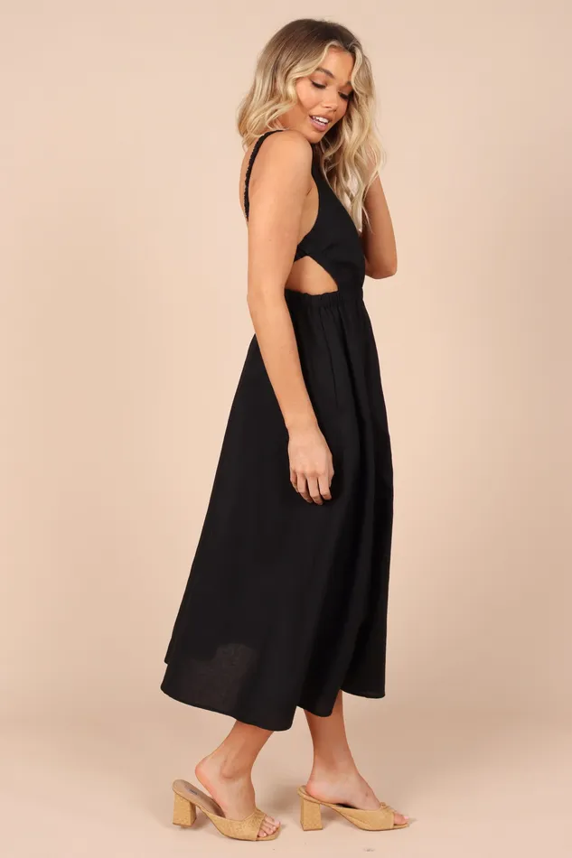 Aubrey Cutout Midi Dress 8211 Black Black Women Dresses petalandpup