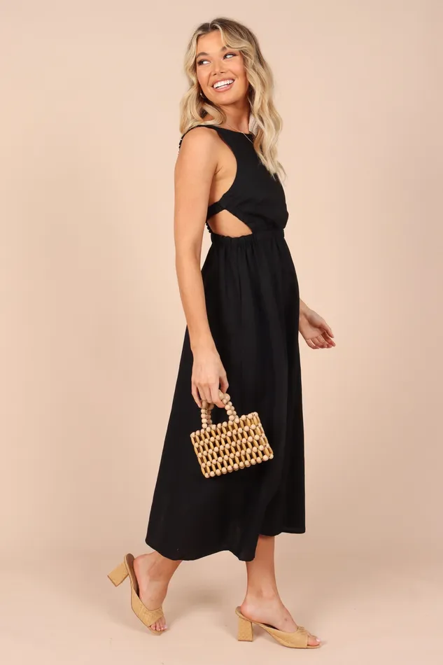 Aubrey Cutout Midi Dress 8211 Black Black Women Dresses petalandpup